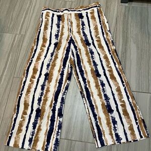 Ann Taylor Blue and Brown Striped Cropped Pants
